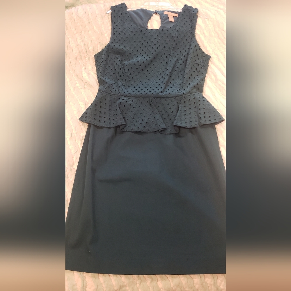 Sz 6 Banana Republic Peplum Dark Teal Cyan Pencil Skirt Dress